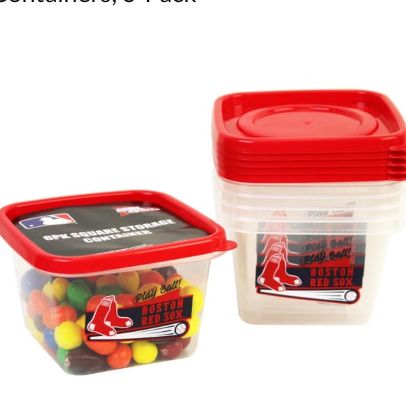 MRL Sports Boston Red Socks Logo 6pc Square Storage Containers 17.3 fl oz - Picture 1 of 5